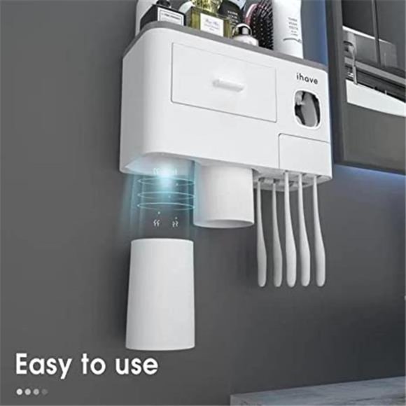 Toothbrush Holders for Bathrooms, 2 Cups Toothbrush Holder Toothpaste Dispenser - Picture 5 of 6